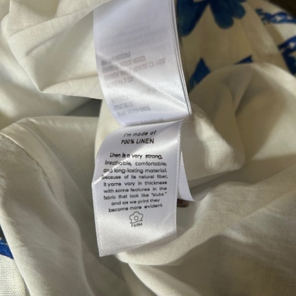 Farm Rio FloralBirds Off White 100% Linen Mini Dress with Adjustable Straps - Picture 9 of 15